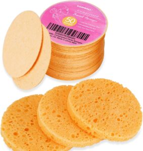 100% natural cosmetic spa sponges for cleansing, makeup removal 50 counts