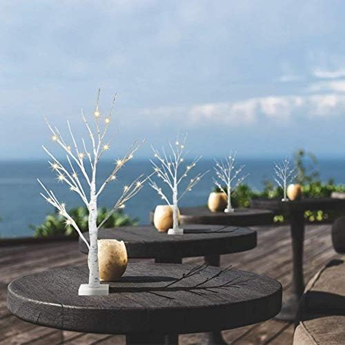 Eambrite Set of 2 Small Birch Twig Tree Lights Photo Display Tree with 24 Warm White LEDs Battery Operated Tabletop Decoration for Xmas Home Party Wedding (60cm/2ft) - Image 8