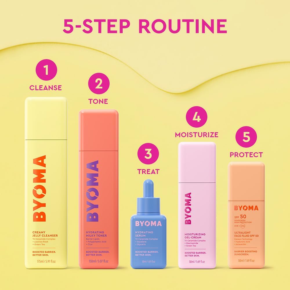 byoma hydrating serum (30ml) moisturising face serum with squalane and ceramides for glowing, dewy skin deep hydration and barrier support