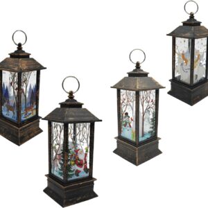 4pcs christmas candle lanterns xmas tea light candles lamp santa claus elk snowman angel pattern for christmas tree table desk decoration