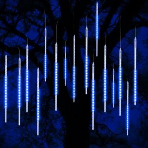 christmas lights outdoor, meteor shower lights 50cm 10 spiral tubes 540 leds 3.15m lit length, waterproof snowfall icicle lights for outdoor xmas decoration party tree window (blue) [energy class f]