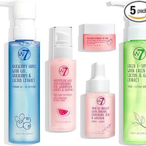 w7 self care skincare set | face cleanser, toner, serum, moisturiser & lip mask | complete daily face routine | full size, long lasting products to use at home